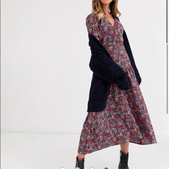 Free People Navy Black Chunky Knit Cardigan Sweater - Picture 3 of 8